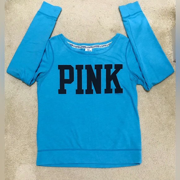 🔥EUC PINK BY VS SUPER CUTE TURQUOISE&BLACK FITTED SWEATSHIRT!! - Picture 2 of 6